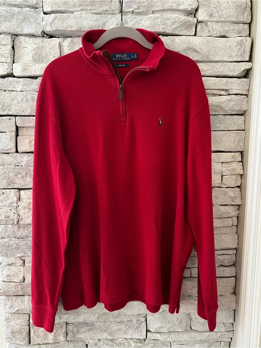 Polo by Ralph Lauren Men’s Red Quarter Zip Pullover Sweater Size Large